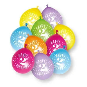 10 stycken Happy 2nd Birthday 23cm latexballonger