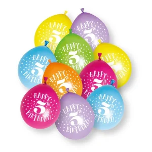 10 stycken Happy 5th Birthday 23cm latexballonger