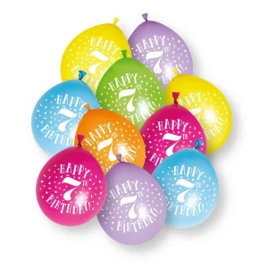 10 stycken Happy 7th Birthday 23cm latexballonger