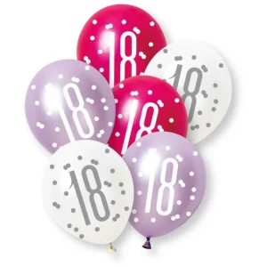 18-års ballonger rosa lila 30cm 6st