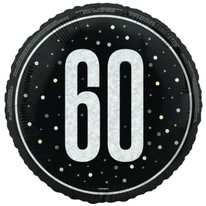 60 år Heliumballong Svart Vit Tom 45cm