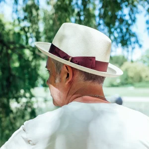 Borsalino Panama Fine White / Burgundy