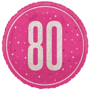 80 år Heliumballong Rosa Tom 45cm