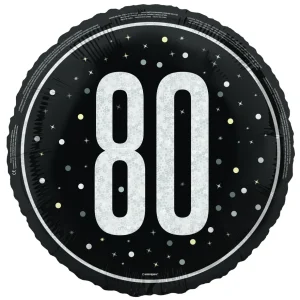 80 år Heliumballong Svart Tom 45cm