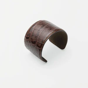 Leather Croco Cuff Bracelet