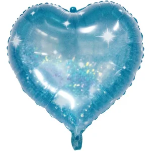 Folieballong Hjärtformad Galactic Aqua - 45 cm