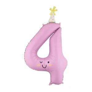 Folieballong med siffran4", ”86cm”4", , lavendelfärgad