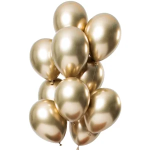 Latexballonger Spegeleffekt Guld 33 cm - 12 stycken