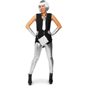 Legging Metallic Silver Plain