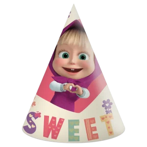 Masha Och Björnen Partyhattar Färgade 6st