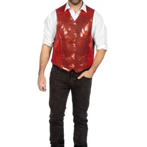 Röd väst herr paljetter